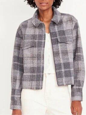 Old Navy Plaid Gray Jacket S NWOT